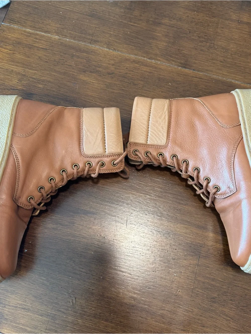Roolee Leather Boots Women's 7 Just Wandering Ankle Lace Up/ Zip Up Brown